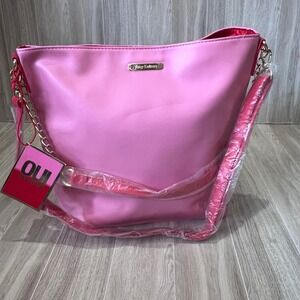 NWT Juicy Couture Pink Convertible Shoulder Bag Crossbody Purse Gold Chain Strap